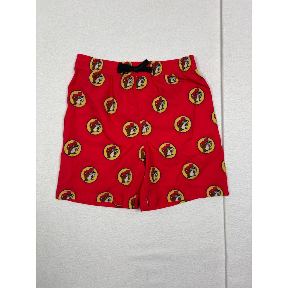 Buc-ee's Kids Red Logo Print Swim Trunks Size 5T Stretch Board Shorts